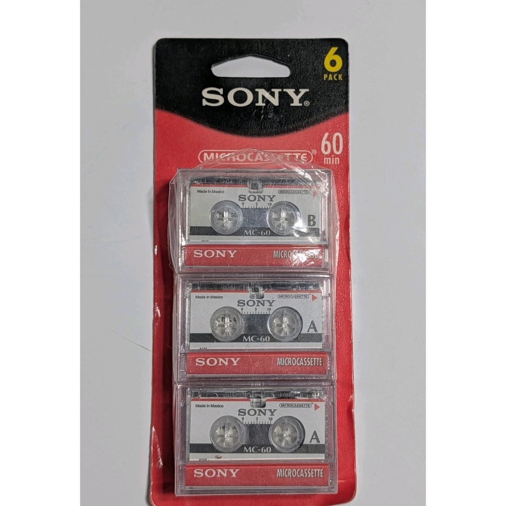 Sony MC-60 Microcassette Audio Tapes (Pack of‎ 6) New Old Stock
